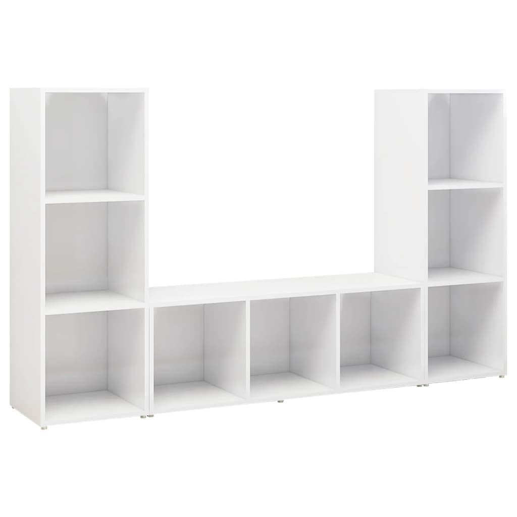TV-Schränke 3 Stk. Weiß 107x35x37 cm Holzwerkstoff