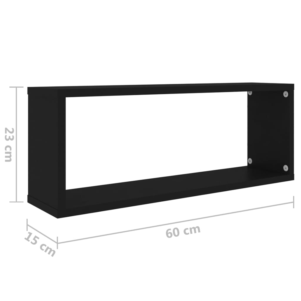 Würfelregale 6 Stk. Schwarz 60x15x23 cm Holzwerkstoff