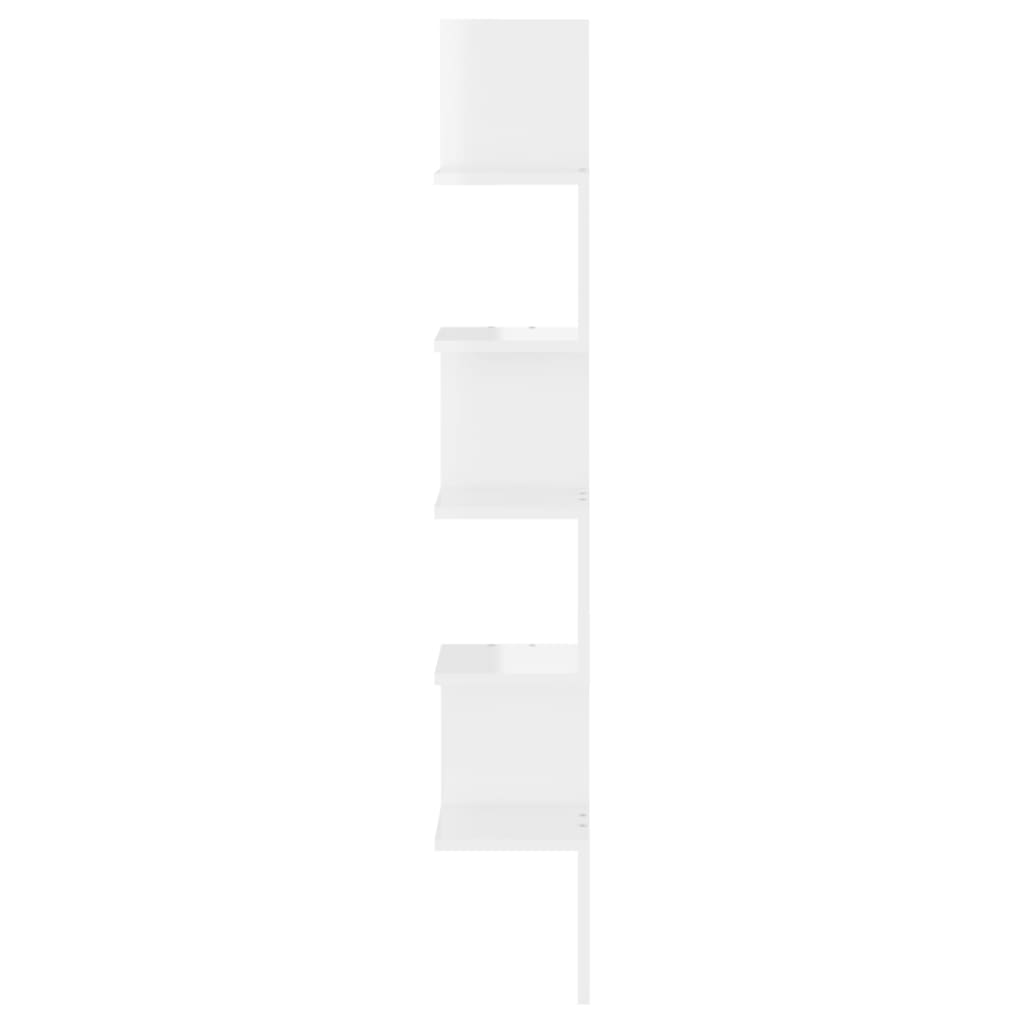 Wand-Eckregal Hochglanz-Weiß 20x20x127,5 cm Holzwerkstoff