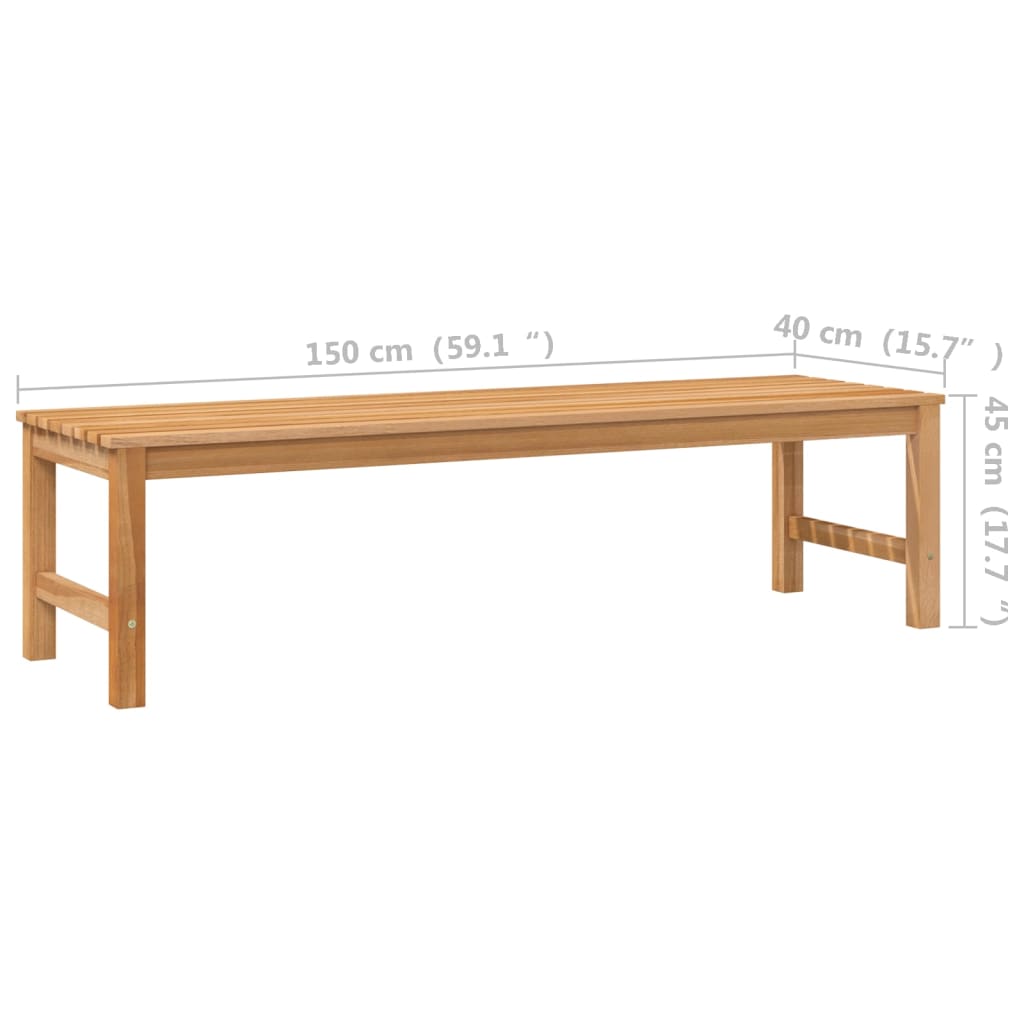 Gartenbank 150 cm Massivholz Teak