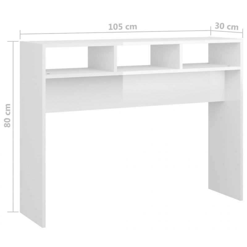 Konsolentisch Hochglanz-Weiß 105x30x80 cm Holzwerkstoff