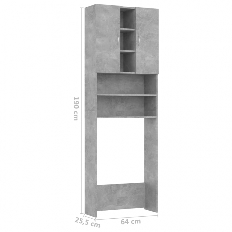 Waschmaschinenschrank Betongrau 64x25,5x190 cm