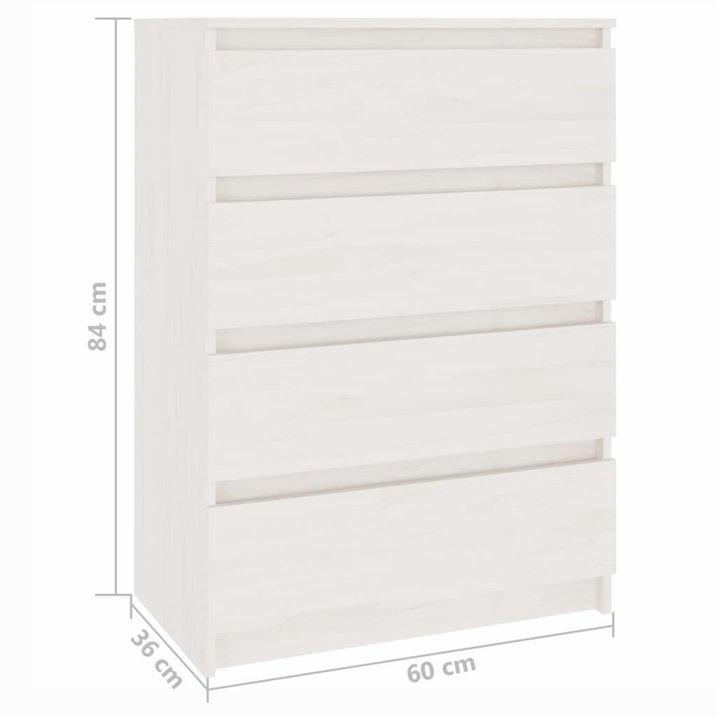 Beistellschrank Weiß 60x36x84 cm Massivholz Kiefer