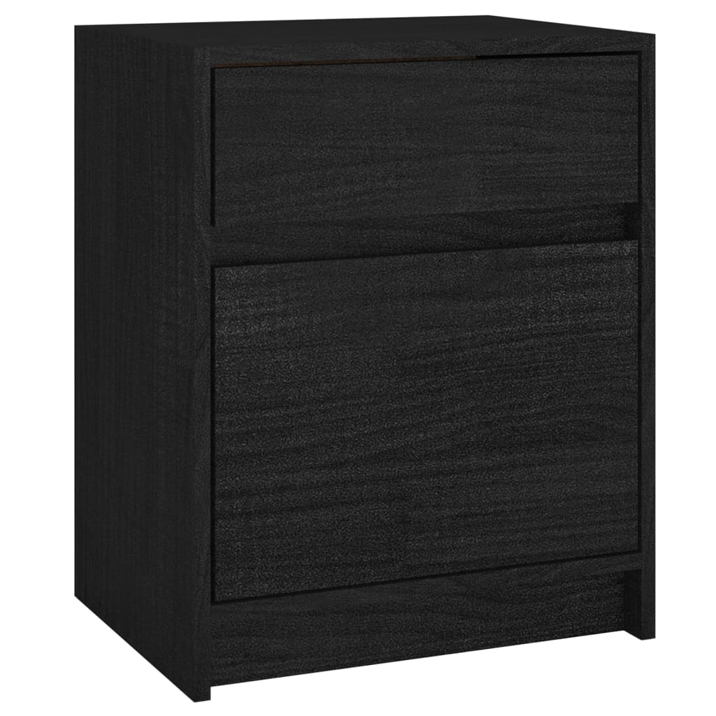 Nachtschränke 2 Stk. Schwarz 40x31x50 cm Massivholz Kiefer