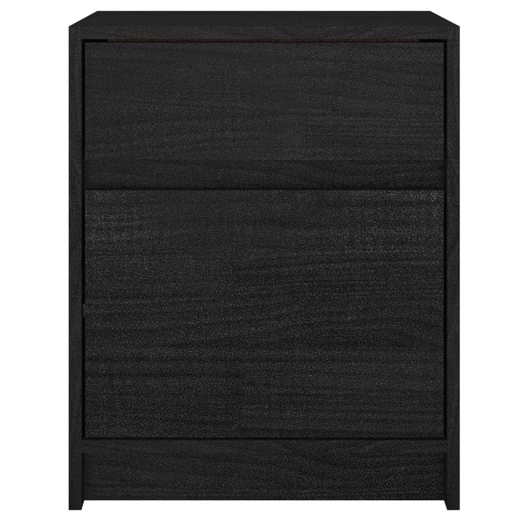 Nachtschränke 2 Stk. Schwarz 40x31x50 cm Massivholz Kiefer