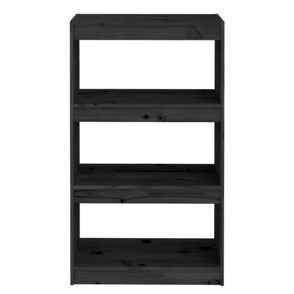 Bücherregal/Raumteiler Schwarz 60x30x103,5 cm Massivholz Kiefer
