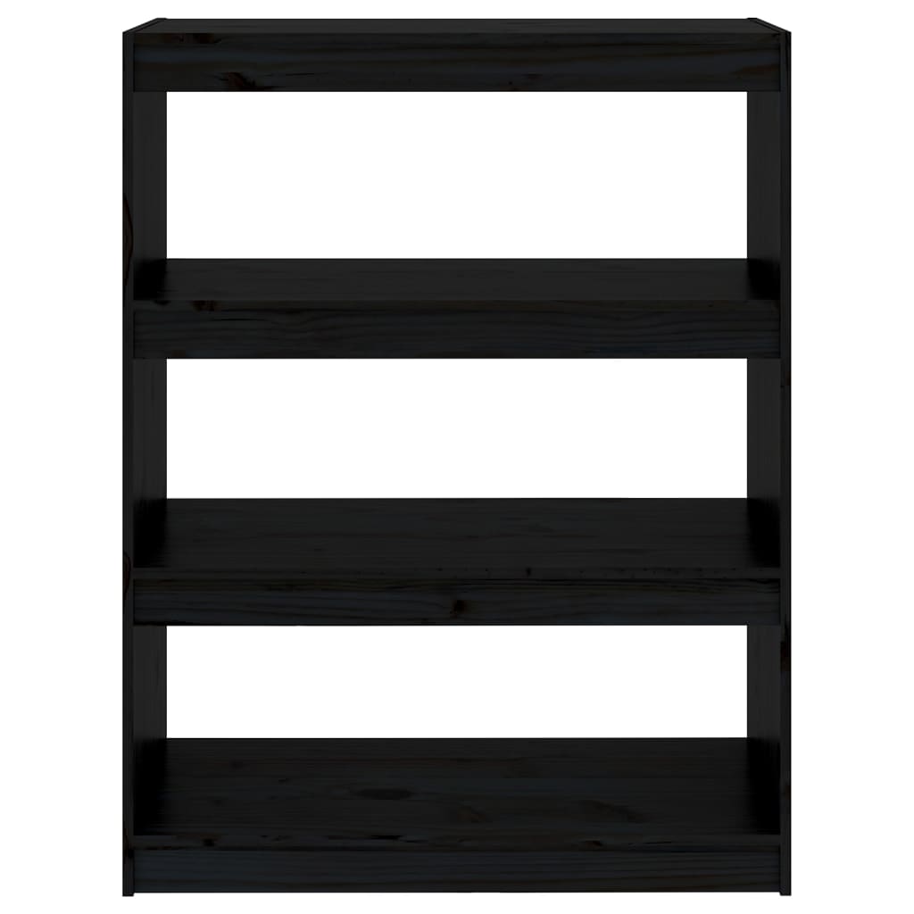 Bücherregal/Raumteiler Schwarz 80x30x103,5 cm Massivholz Kiefer
