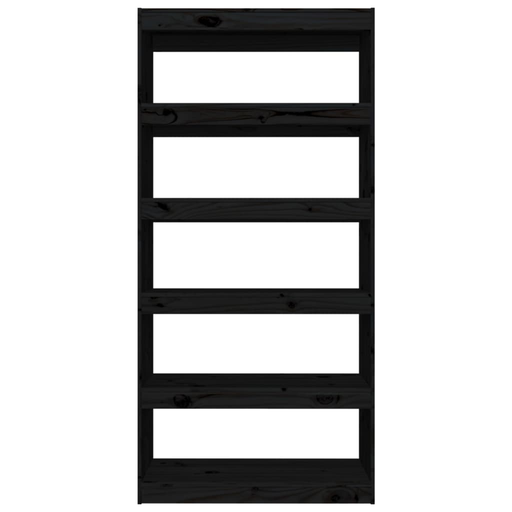 Bücherregal/Raumteiler Schwarz 80x30x167,4 cm Massivholz Kiefer