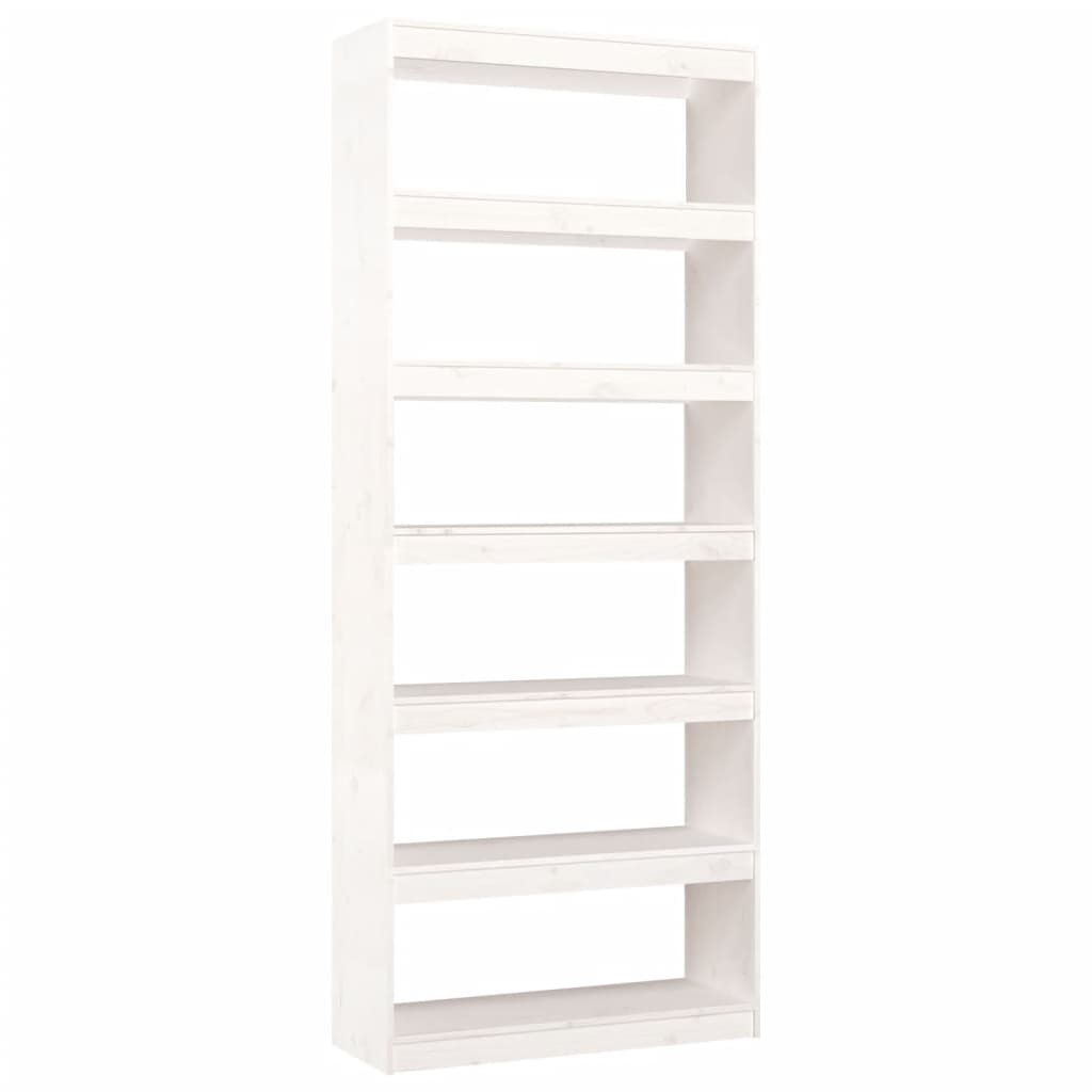Bücherregal/Raumteiler Weiß 80x30x199,5 cm Massivholz Kiefer