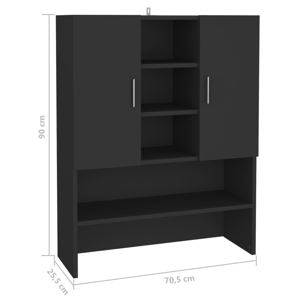 Waschmaschinenschrank Schwarz 70,5x25,5x90 cm