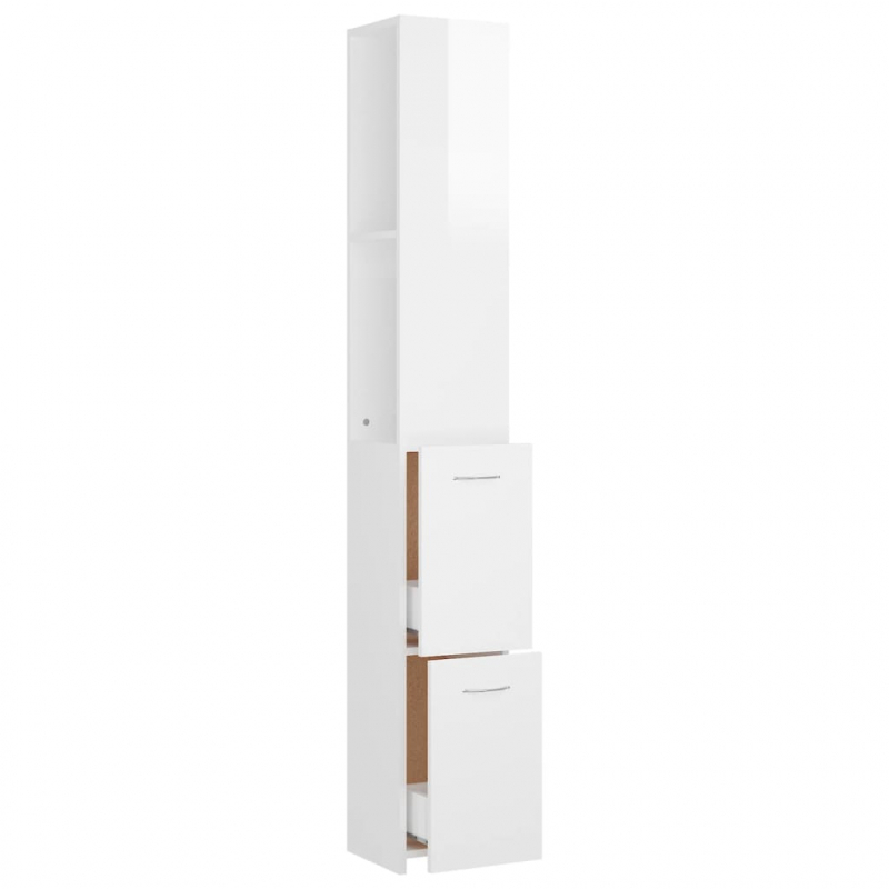 Badschrank Hochglanz-Weiß 25x26,5x170 cm Holzwerkstoff