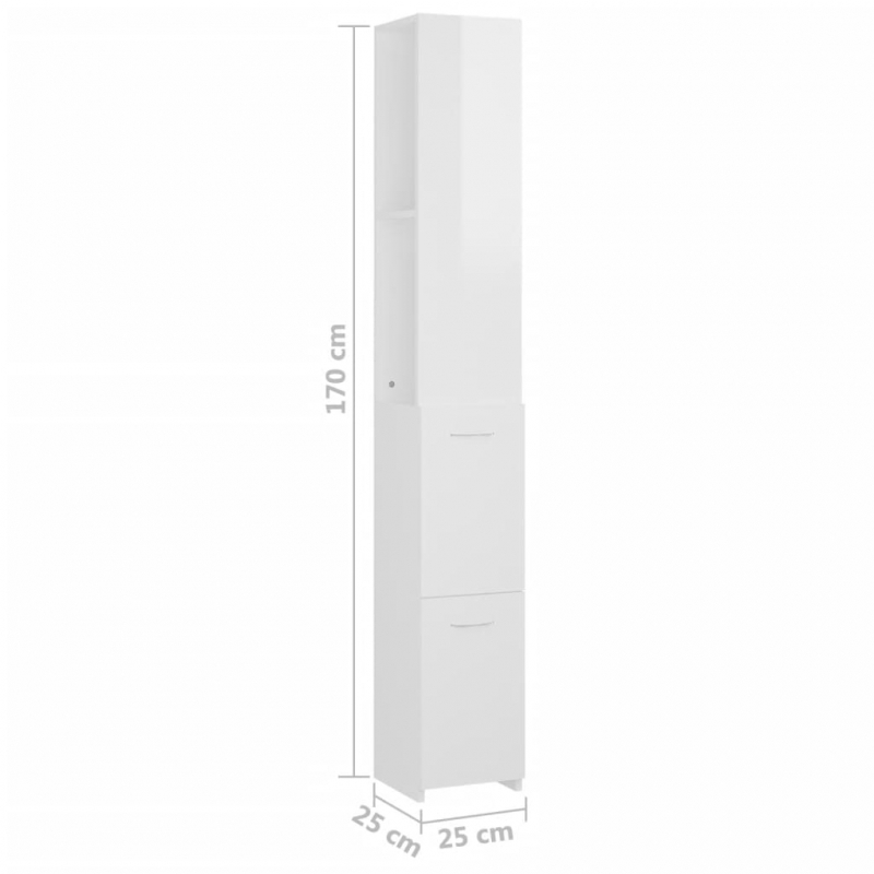 Badschrank Hochglanz-Weiß 25x26,5x170 cm Holzwerkstoff