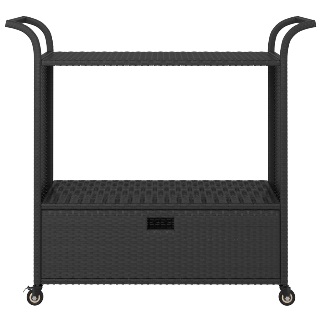 Barwagen mit Schublade Schwarz 100x45x97 cm Poly Rattan