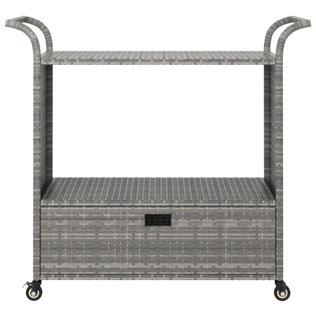 Barwagen mit Schublade Grau 100x45x97 cm Poly Rattan