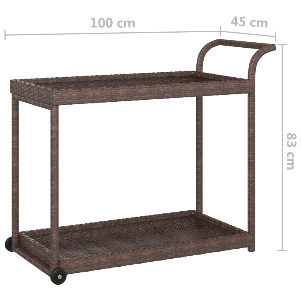 Barwagen Braun 100x45x83 cm Poly Rattan