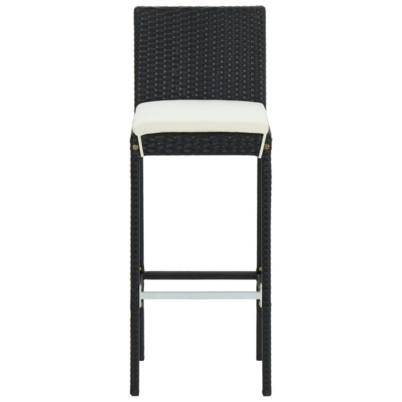 Garten-Barhocker mit Kissen 4 Stk. Schwarz Poly Rattan