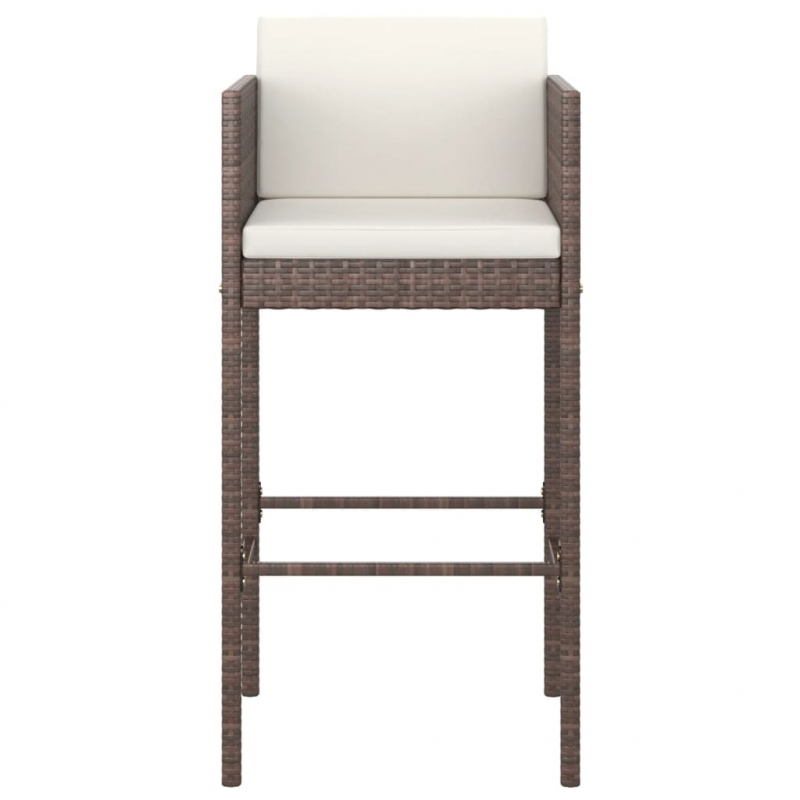 Barhocker 2 Stk. mit Kissen Braun Poly Rattan