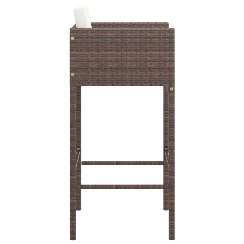 Barhocker 2 Stk. mit Kissen Braun Poly Rattan