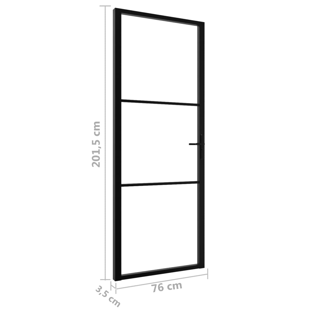 Innentür ESG Glas und Aluminium 76x201,5 cm Schwarz