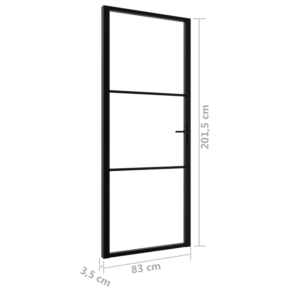 Innentür ESG Glas und Aluminium 83x201,5 cm Schwarz