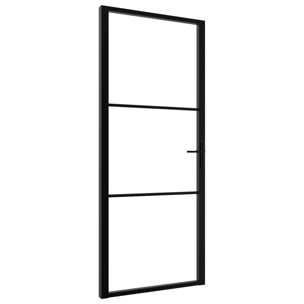 Innentür ESG Glas und Aluminium 93x201,5 cm Schwarz