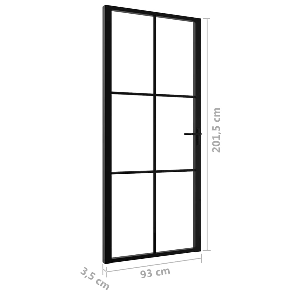 Innentür ESG Glas und Aluminium 93x201,5 cm Schwarz