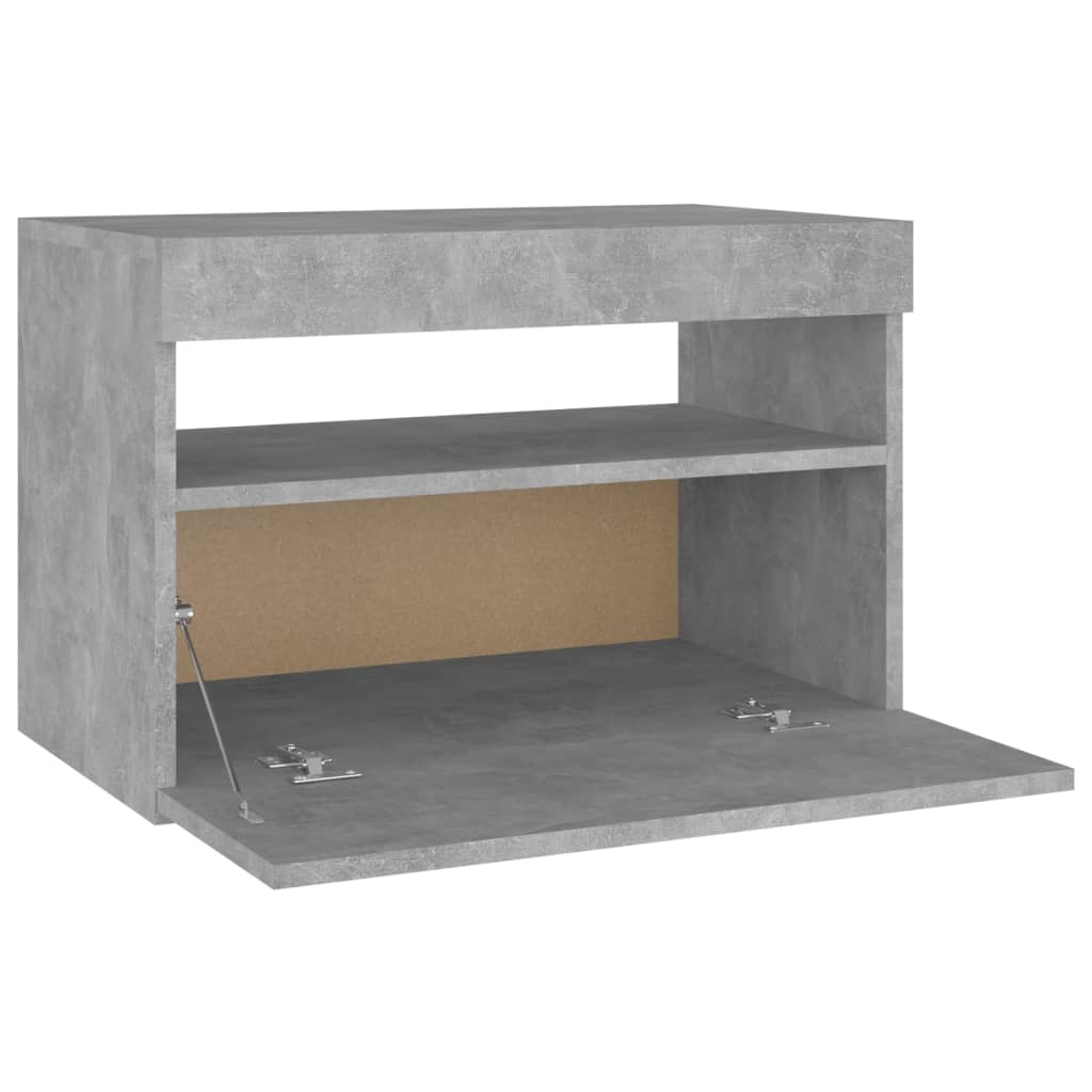 Nachttische mit LED-Leuchten 2 Stk. Betongrau 60x35x40 cm