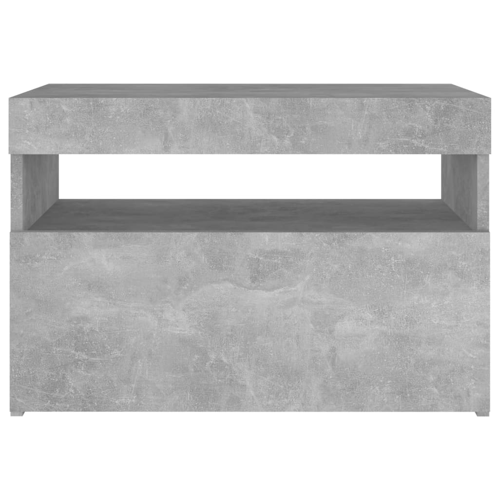 Nachttische mit LED-Leuchten 2 Stk. Betongrau 60x35x40 cm