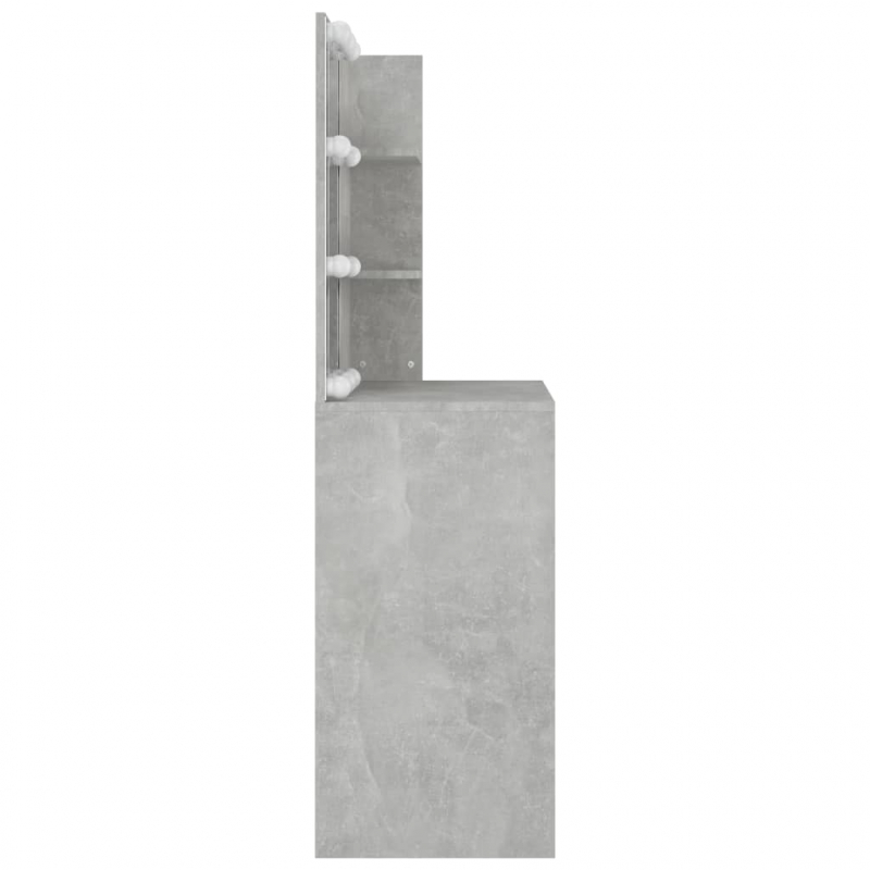 Schminktisch mit LED Betongrau 74,5x40x141 cm