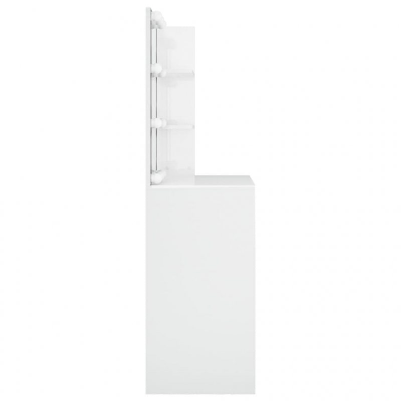 Schminktisch mit LED Hochglanz-Weiß 74,5x40x141 cm