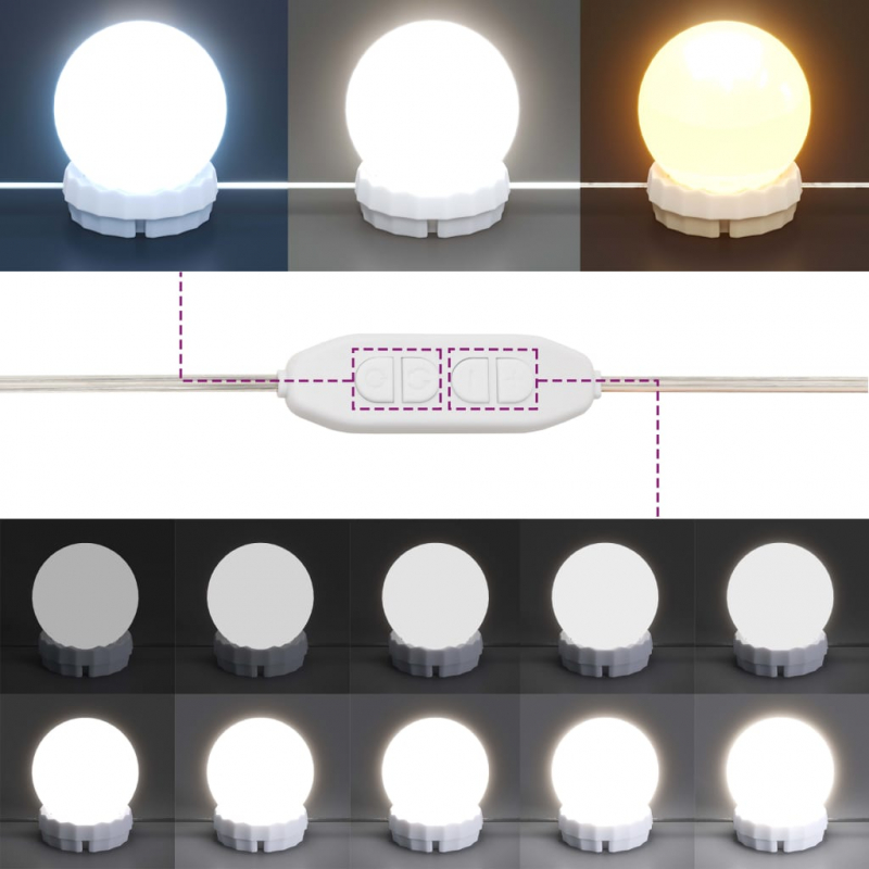 Schminktisch mit LED Hochglanz-Weiß 60x40x140 cm