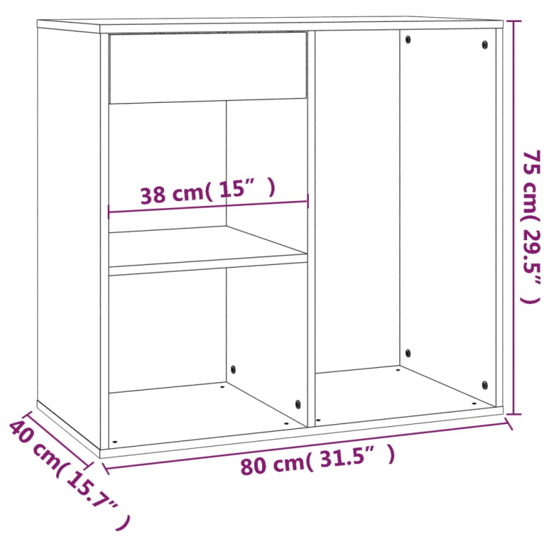 Kosmetikschrank Sonoma-Eiche 80x40x75 cm Holzwerkstoff