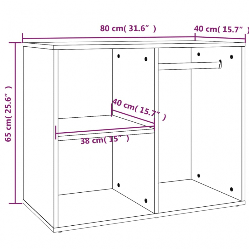 Regal für Schminktisch Weiß 80x40x65 cm Holzwerkstoff