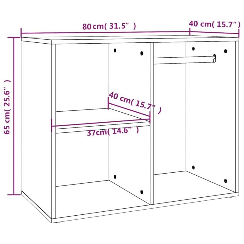 Regal für Schminktisch Schwarz 80x40x65 cm Holzwerkstoff