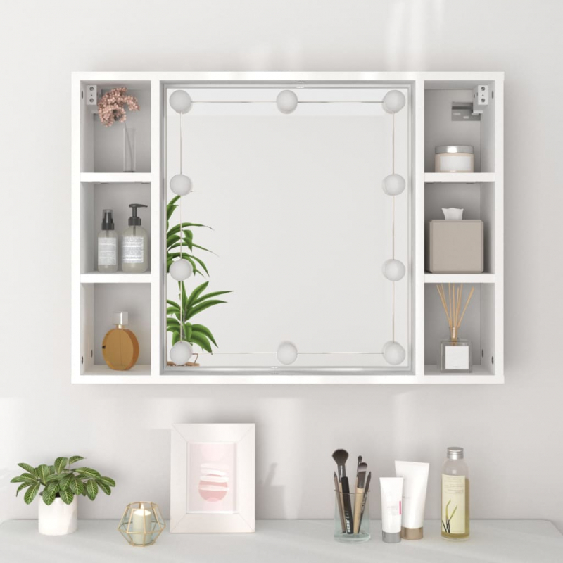 Spiegelschrank mit LED Weiß 76x15x55 cm