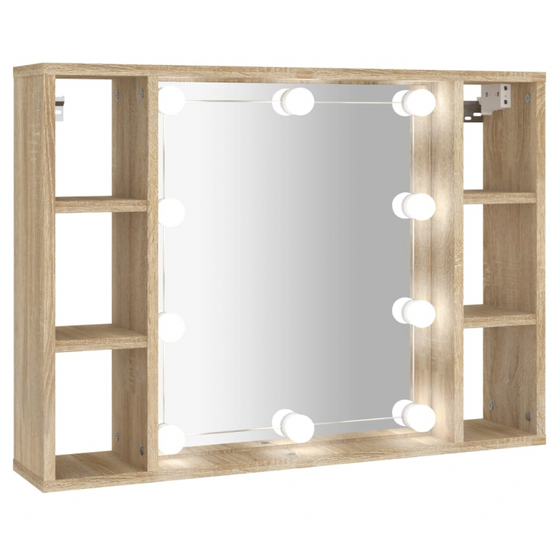 Spiegelschrank mit LED Sonoma-Eiche 76x15x55 cm