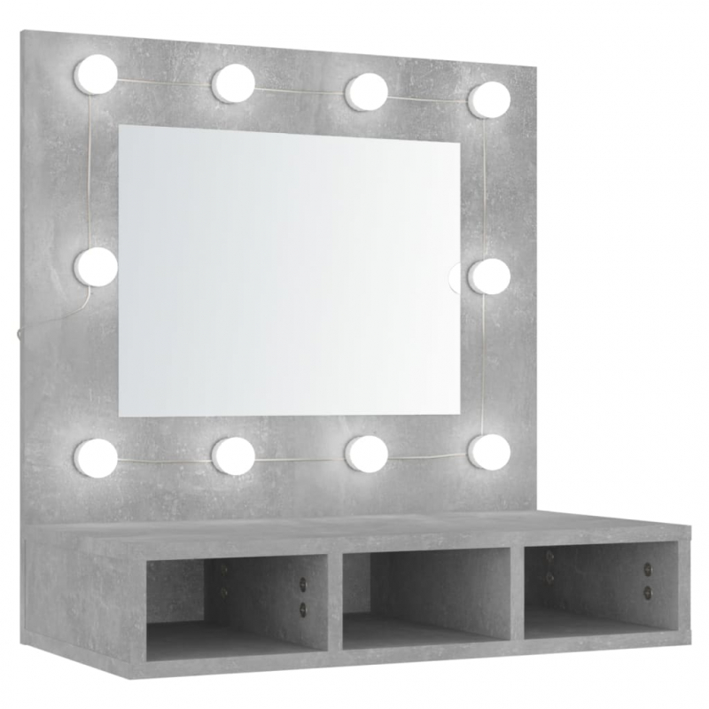 Spiegelschrank mit LED Betongrau 60x31,5x62 cm