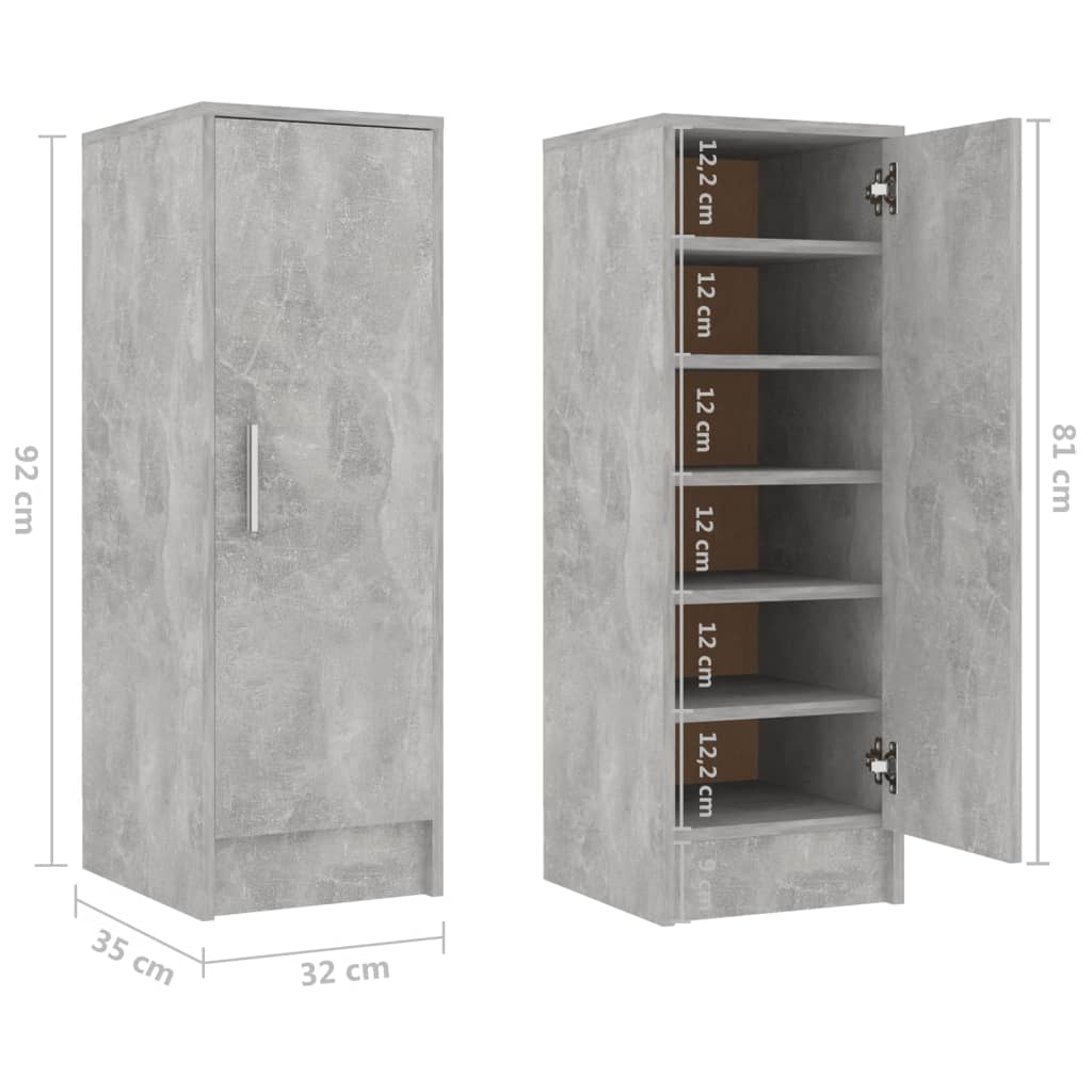 Schuhschrank Betongrau 32x35x92 cm Holzwerkstoff