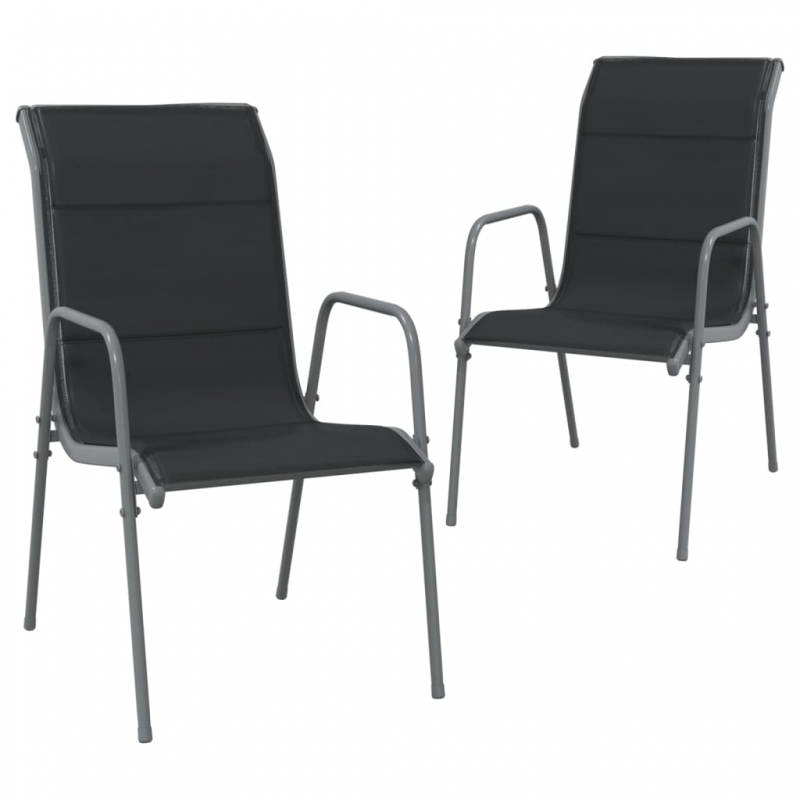 Gartenstühle 2 Stk. Stahl und Textilene Schwarz