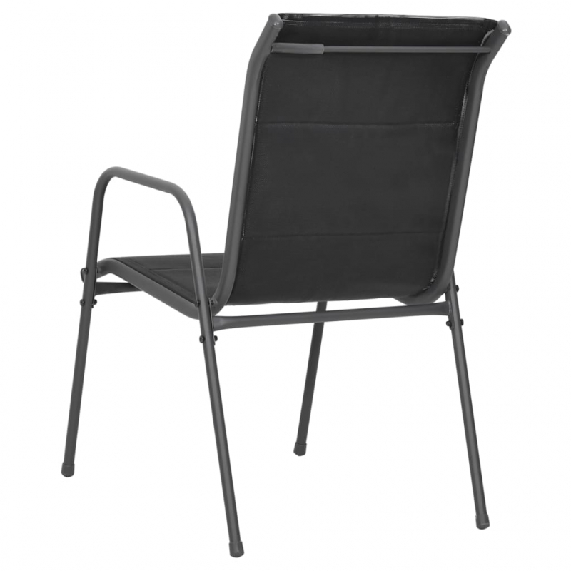 Gartenstühle 2 Stk. Stahl und Textilene Schwarz