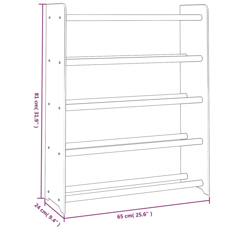 Schuhregal Braun 65x24x81 cm Holzwerkstoff