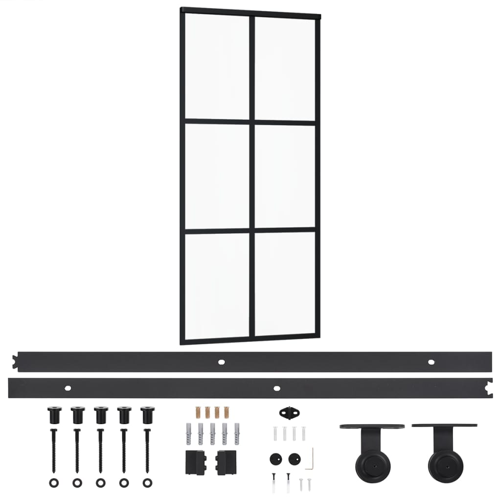 Schiebetür mit Beschlag ESG-Glas & Aluminium 90x205 cm
