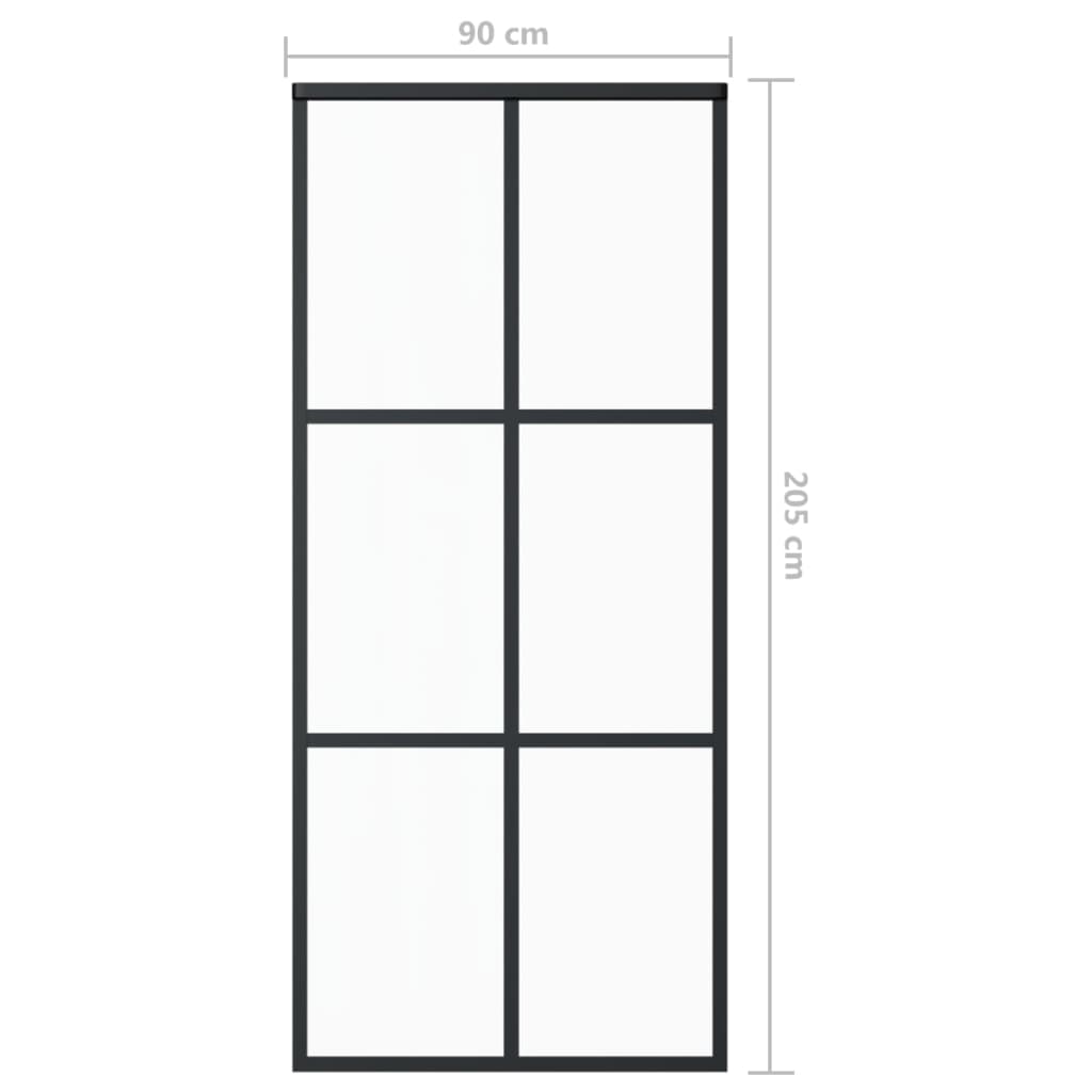 Schiebetür mit Beschlag ESG-Glas & Aluminium 90x205 cm