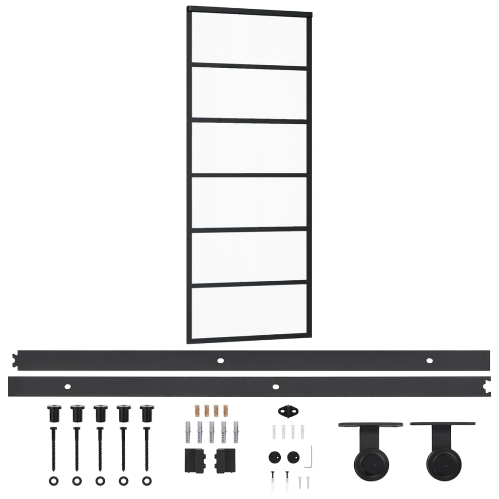 Schiebetür mit Beschlag ESG-Glas & Aluminium 76x205 cm