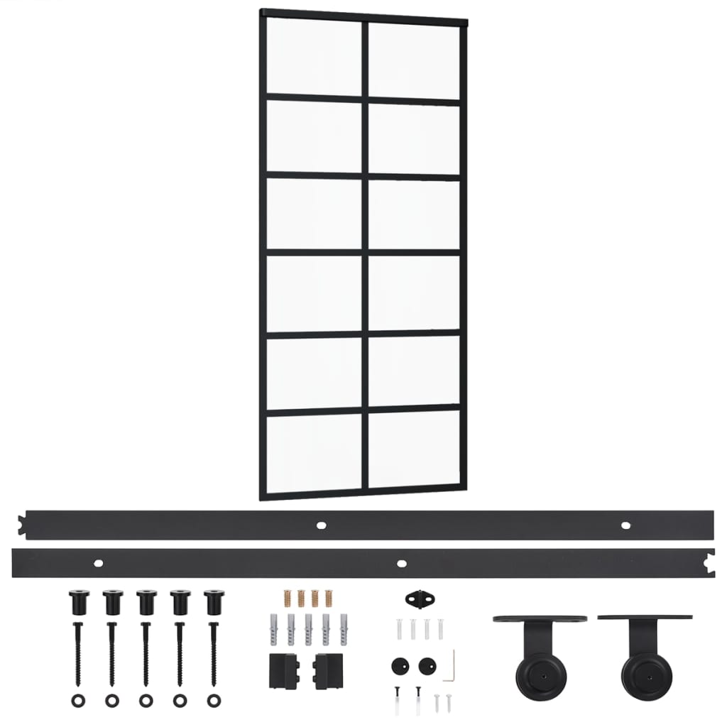 Schiebetür mit Beschlag ESG-Glas & Aluminium 90x205 cm