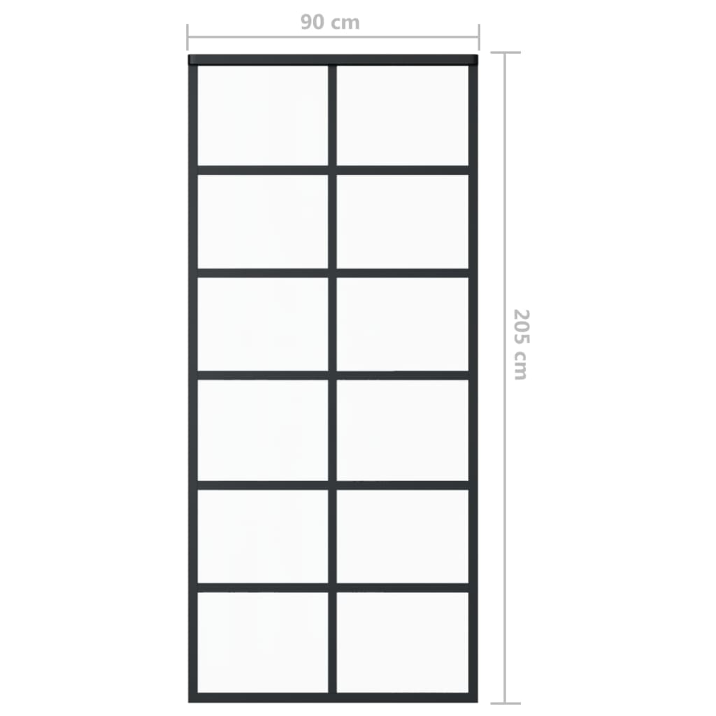 Schiebetür mit Beschlag ESG-Glas & Aluminium 90x205 cm