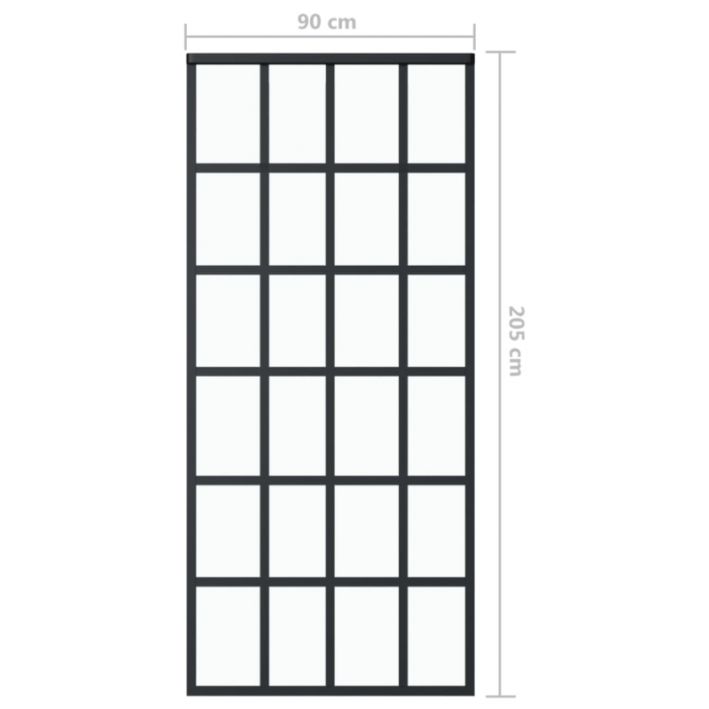 Schiebetür mit Beschlag ESG-Glas & Aluminium 90x205 cm
