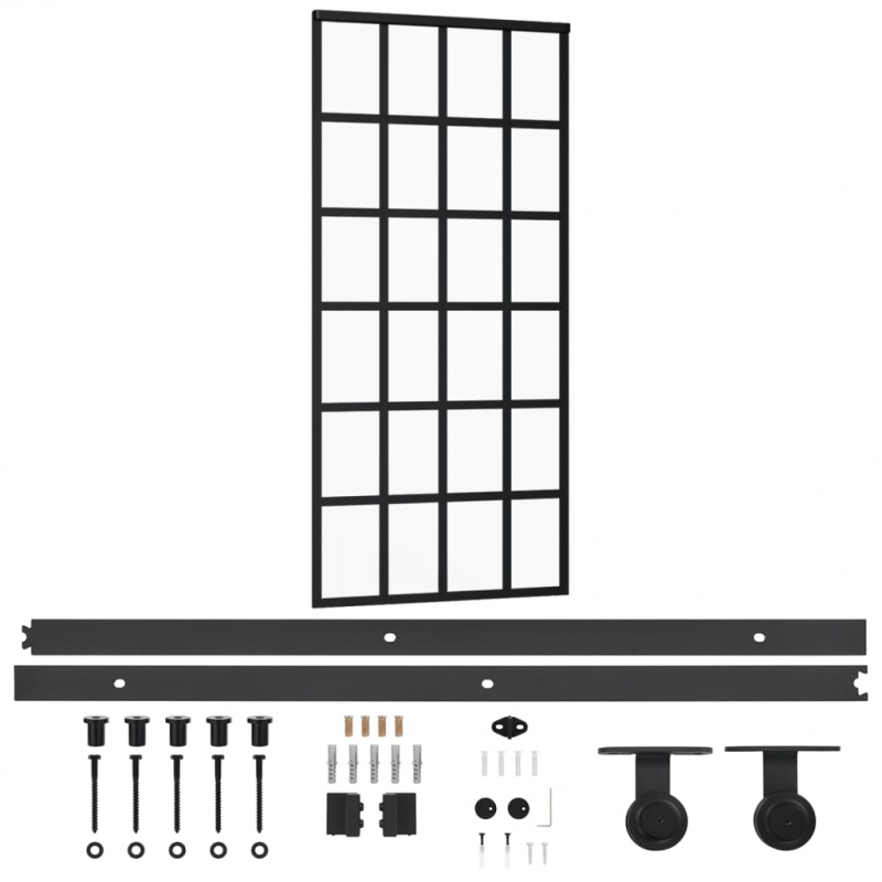 Schiebetür mit Beschlag ESG-Glas & Aluminium 90x205 cm