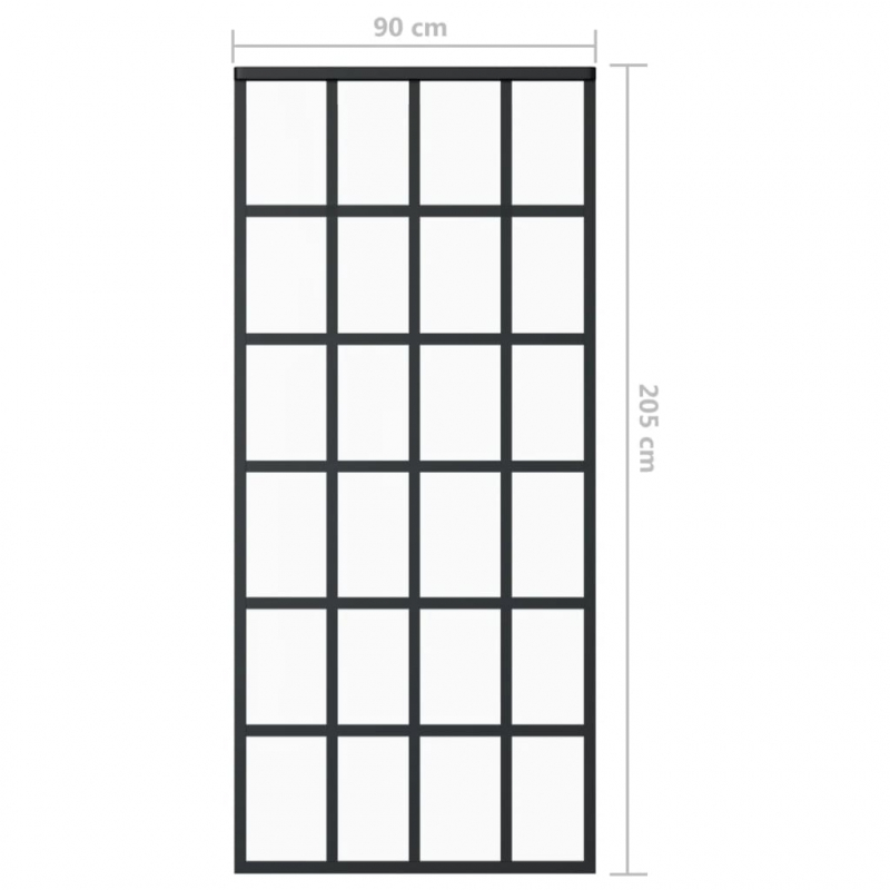Schiebetür mit Beschlag ESG-Glas & Aluminium 90x205 cm