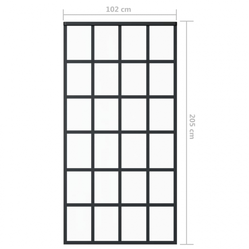 Schiebetür mit Beschlag ESG-Glas & Aluminium 102x205 cm
